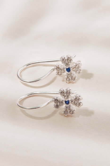 Heliophilia Silver Pendientes de Plata de Ley 925 Azul Oscuro